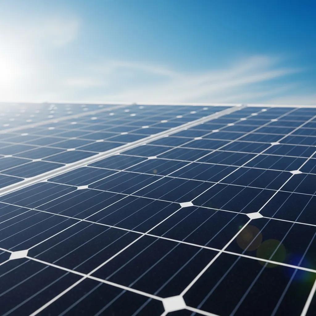 Close-up of high-efficiency solar panels showcasing advanced technology and design