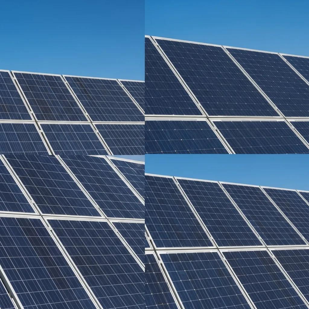 Different types of solar cells including monocrystalline, polycrystalline, and thin-film panels in a sunny outdoor setting